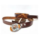 HOG WILD CYCLE BELT BUCKLE AND THREE  LEATHER