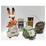 RABBIT DECANTER- NOISE TUBE - DINOSUAR ITEM AND