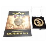 CIVIL WAR COMMEMORATIVE ANNIVERSARY COIN AND USN