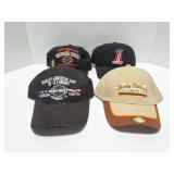 HARLEY DAVIDSON- 4 VINTAGE HATS