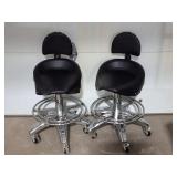 2- ROLLING STOOLS WITH BACKS