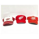 DETROIT RED WINGS- 3 VINTAGE HATS
