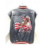 USA- AMERICAN FLAG AND BALD EAGLE LEATHER JACKET-