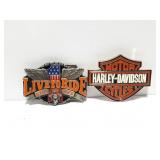 HARLEY DAVIDSON AND LIVE TO RIDE BELT BUCKLES