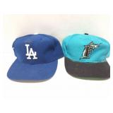 LA DODGERS AND FLORIDA MARLINS- 2 VINTAGE HATS