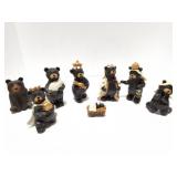HAND CARVED WOODEN BEAR NATIVITY SCENE