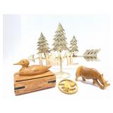 CABIN DECOR- METAL HOME AND TREE DECOR- WOODEN