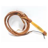 8 FOOT BULL WHIP- LEATHER WITH WOODEN HANDLE