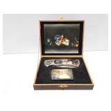 ELVIS PRESLEY- KNIFE AND LIGHTER IN WOODEN CASE