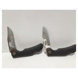 2- RUBBER HANDLED - FOLDING KNIVES