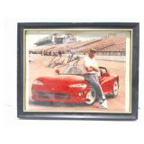 CAROLL SHELBY SIGNED. PHOTO- SITTING ON A DODGE