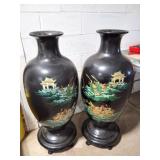 MATCHING HAND PAINTED VASES- LARGE- 48 INCHES
