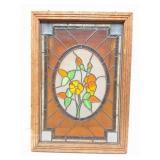 STAINED GLASS- FRAMED WITH HANGING CHAINS