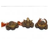 3 - CAST IRON SAMURAI HELMETS- MINI