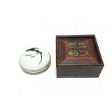 CHINESE- ITEMS -WOODEN BOX AND PORCELAIN ROUND