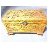 HAND  CARVED WOODEN TRUNK- BIRDS- VINTAGE- VERY