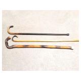 3- VINTAGE WOODEN CANES