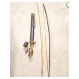 2- VINTAGE BOWS WITH QUIVER WITH ARROWS-