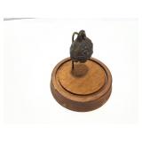 ANTIQUE SINGLE BELL ON STAND IN GLASS GLOBE