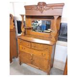 BUFFET- VINTAGE HARDWOOD MIRRORED