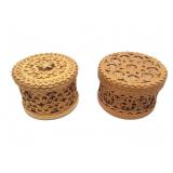 HAND MADE AND CARVED VINTAGE WOODEN BOXES