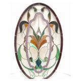 VINTAGE STAINED GLASS OVAL-