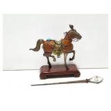 ANTIQUE WAR HORSE FIGURE IN GLASS GLOBE DISPLAY