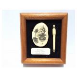 ANTIQUE CARVED  BONE NEEDLE CASE- FRAMED FOR W