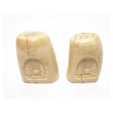 HAND CARVED- TOOTH- SALT AND PEPPER SHAKER SET