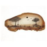 ETCHING-PAINTING ON A SLICE OF GEODE- KAY 1973