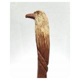 HAND CARVED BALD EAGLE WALKING STICK - WOODEN
