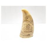 WHALES TOOTH- HAND ETCHED- BLACK EAGLE SHIP-