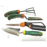 FISKAR TRIMMERS AND 3 HAND GARDEN TOOLS