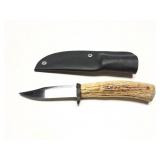 ANTLER HANDLE CUSTOM HAND MADE KNIFE WITH HAND