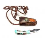 MINI FOLDING KNIFE- WITH LEATHER SHEATH WITH