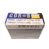 COR BON- 9MM LUGER +P-- 20 ROUNDS- 125 GR- JHP