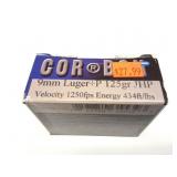 COR BON- 9MM + P-- 20 ROUNDS- 125 GR- JHP