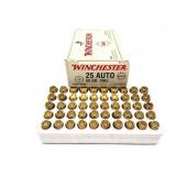 WINCHESTER- 25 AUTO- 50 ROUNDS- 50 GR. FMJ.