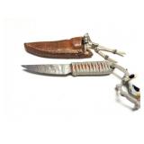 CUSTOM HAND MADE KNIFE- HAND MADE LEATHER SHEATH