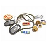 MILITARY- DOG TAGS- PINS AND MORE