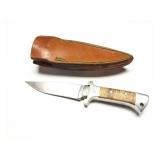 CUSTOM HAND MADE KNIFE WITH HAND MADE LEATHER