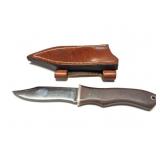 CUSTOM HAND MADE KNIFE WITH HAND MADE LEATHER