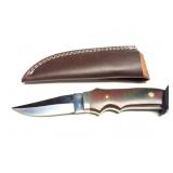 KNIFE WITH LEATHER SHEATH-