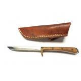 CUSTOM HAND MADE KNIFE WITH HAND MADE LEATHER
