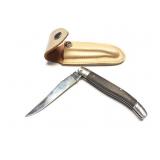 MI 159- FOLDING KNIFE WITH LEATHER SHEATH