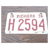 1936 MICHIGAN LICENSE PLATE