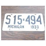 1933 MICHIGAN LICENSE PLATE
