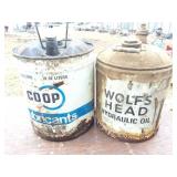 WOLFS HEAD HYDRAULIC OIL AND COOP LUBRICANTS- TWO