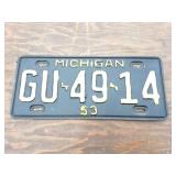 1953 MICHIGAN LICENSE PLATE