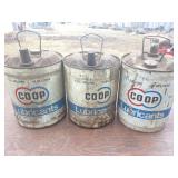 3 - 5 GALLON CO OP OIL CANS